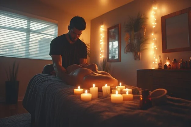 spa ortaminda bir kadin masaj yapilirken spa ortaminda bir kadin masaj yapilirken