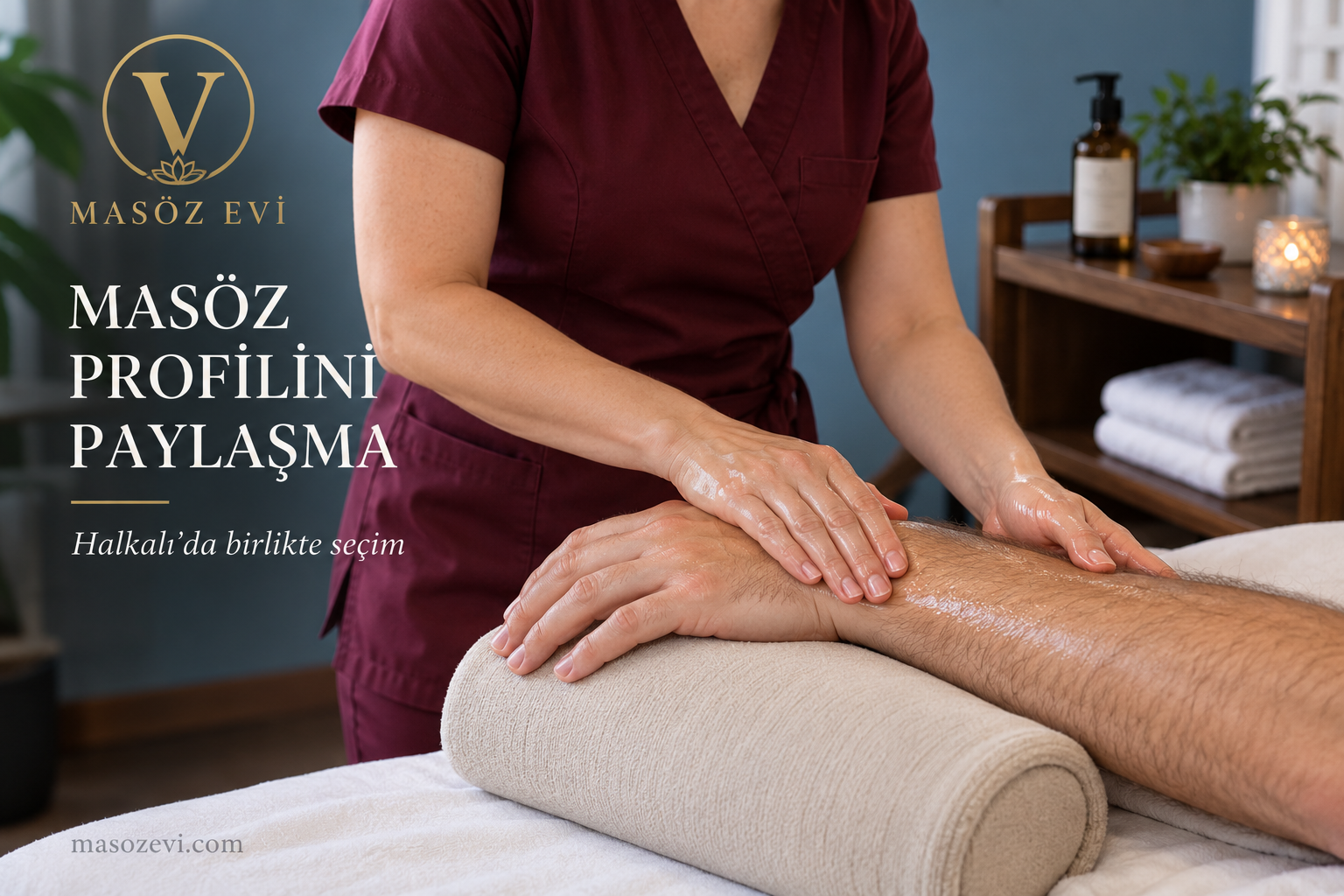Masöz profilini paylaşma rehberi için el ve ön kola profesyonel yağlı masaj uygulaması